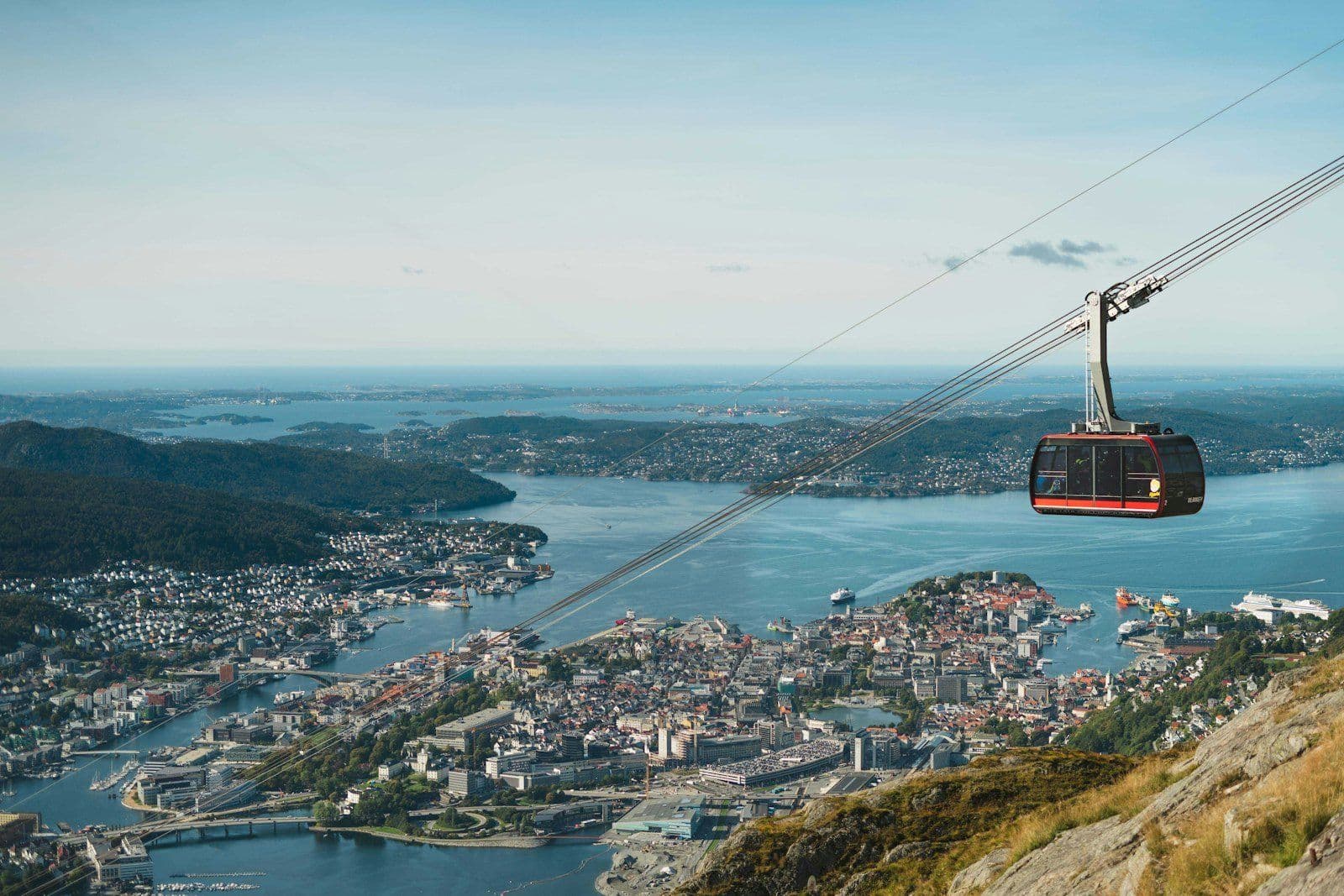 Hero image: the Ulriken cable car floating above Bergen